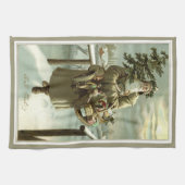Weihnachten, Viktorianischer Weihnachtsmann mit Sp Geschirrtuch (Horizontal)