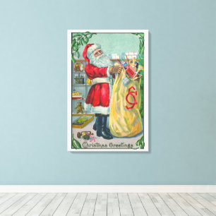 Weihnachten, Viktorianischer Weihnachtsmann mit Sp Leinwanddruck