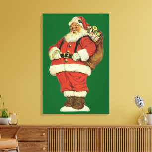 Weihnachten, Viktorianischer Weihnachtsmann mit Sp Leinwanddruck