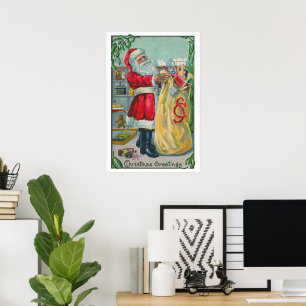 Weihnachten, Viktorianischer Weihnachtsmann mit Sp Poster