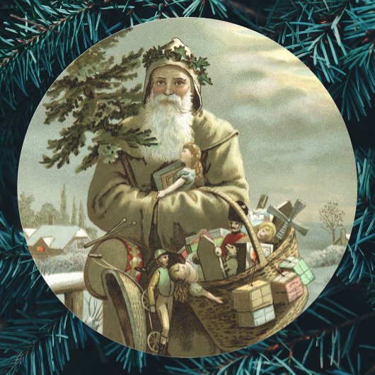 Weihnachten, Viktorianischer Weihnachtsmann mit Sp Runder Aufkleber