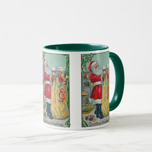 Weihnachten, Viktorianischer Weihnachtsmann mit Sp Tasse (VorderseiteRechts)