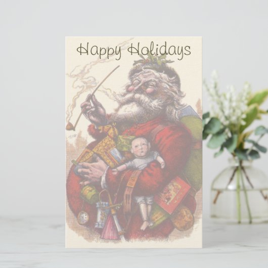 Weihnachten, Viktorianischer Weihnachtsmann Pipe T Briefpapier (Stehend Vorderseite)
