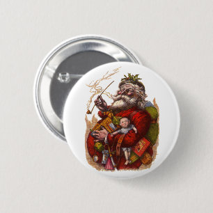 Weihnachten, Viktorianischer Weihnachtsmann Pipe T Button