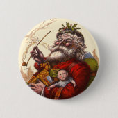 Weihnachten, Viktorianischer Weihnachtsmann Pipe T Button (Vorderseite)