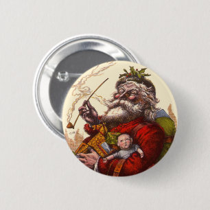 Weihnachten, Viktorianischer Weihnachtsmann Pipe T Button
