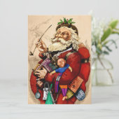 Weihnachten, Viktorianischer Weihnachtsmann Pipe T Einladung (Stehend Vorderseite)