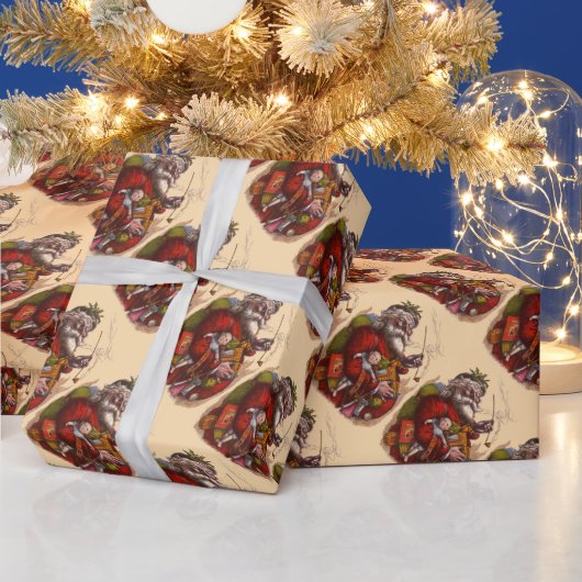 Weihnachten, Viktorianischer Weihnachtsmann Pipe T Geschenkpapier (Feiertage)