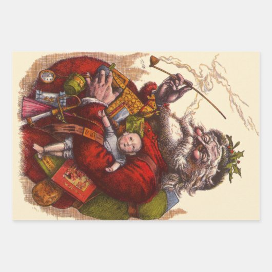 Weihnachten, Viktorianischer Weihnachtsmann Pipe T Geschenkpapier Set (Vorderseite 2)