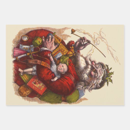 Weihnachten, Viktorianischer Weihnachtsmann Pipe T Geschenkpapier Set (Vorderseite 2)