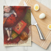 Weihnachten, Viktorianischer Weihnachtsmann Pipe T Geschirrtuch (Viertel Falte)