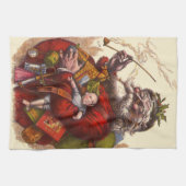 Weihnachten, Viktorianischer Weihnachtsmann Pipe T Geschirrtuch (Horizontal)