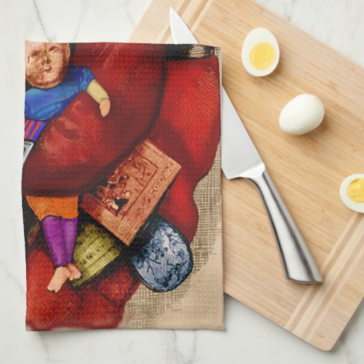 Weihnachten, Viktorianischer Weihnachtsmann Pipe T Geschirrtuch (Viertel Falte)