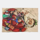 Weihnachten, Viktorianischer Weihnachtsmann Pipe T Geschirrtuch (Horizontal)