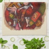 Weihnachten, Viktorianischer Weihnachtsmann Pipe T Geschirrtuch (Gefaltet)