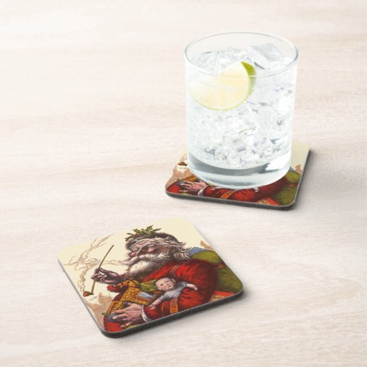 Weihnachten, Viktorianischer Weihnachtsmann Pipe T Getränkeuntersetzer (Rechte Seite)