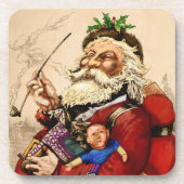 Weihnachten, Viktorianischer Weihnachtsmann Pipe T Getränkeuntersetzer (Vorderseite)