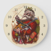 Weihnachten, Viktorianischer Weihnachtsmann Pipe T Große Wanduhr (Vorderseite)