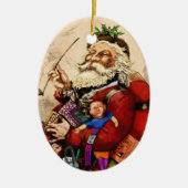 Weihnachten, Viktorianischer Weihnachtsmann Pipe T Keramik Ornament (Vorne)