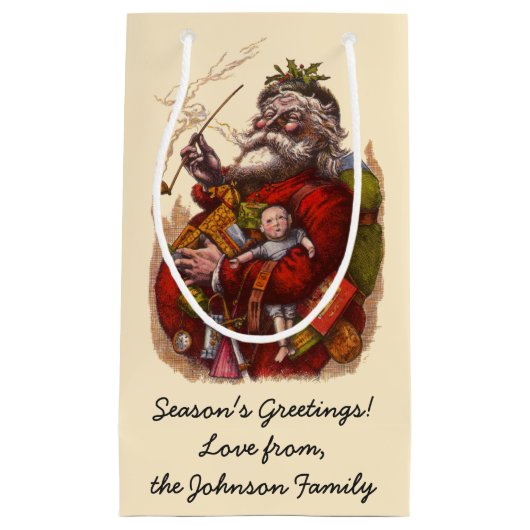 Weihnachten, Viktorianischer Weihnachtsmann Pipe T Kleine Geschenktüte (Vorderseite)