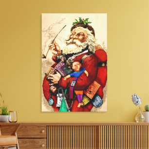 Weihnachten, Viktorianischer Weihnachtsmann Pipe T Leinwanddruck