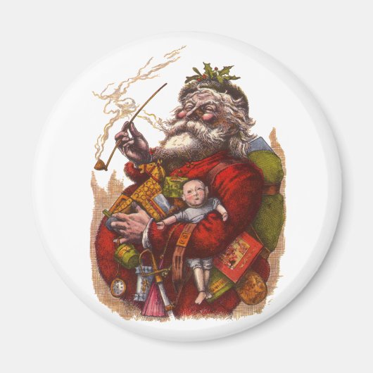 Weihnachten, Viktorianischer Weihnachtsmann Pipe T Magnet (Vorne)