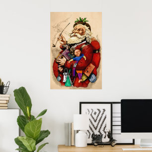 Weihnachten, Viktorianischer Weihnachtsmann Pipe T Poster