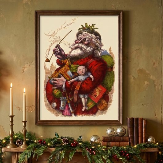 Weihnachten, Viktorianischer Weihnachtsmann Pipe T Poster