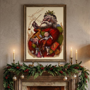 Weihnachten, Viktorianischer Weihnachtsmann Pipe T Poster