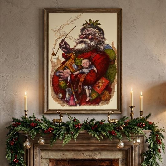 Weihnachten, Viktorianischer Weihnachtsmann Pipe T Poster