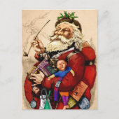 Weihnachten, Viktorianischer Weihnachtsmann Pipe T Postkarte (Vorderseite)