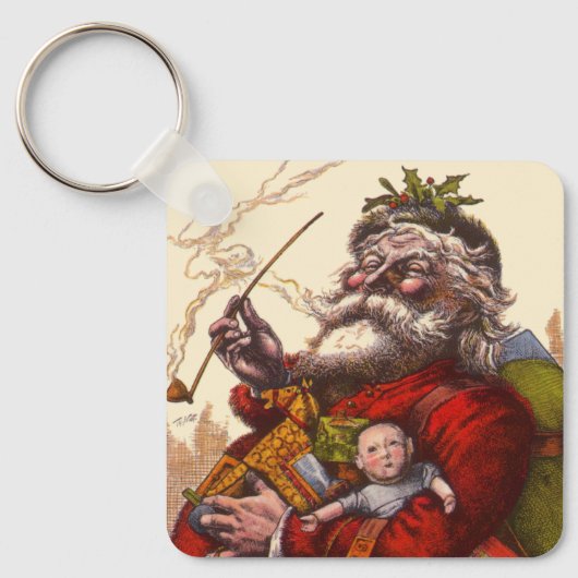 Weihnachten, Viktorianischer Weihnachtsmann Pipe T Schlüsselanhänger (Vorderseite)
