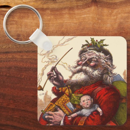 Weihnachten, Viktorianischer Weihnachtsmann Pipe T Schlüsselanhänger (Vorderseite)