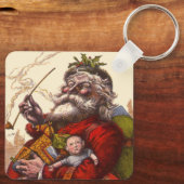 Weihnachten, Viktorianischer Weihnachtsmann Pipe T Schlüsselanhänger (Rückseite)