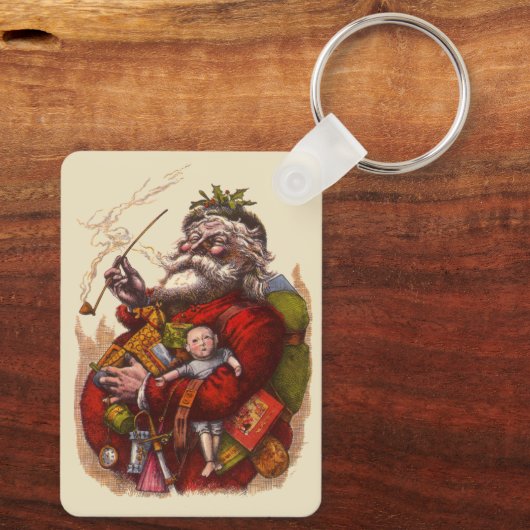 Weihnachten, Viktorianischer Weihnachtsmann Pipe T Schlüsselanhänger (Rückseite)