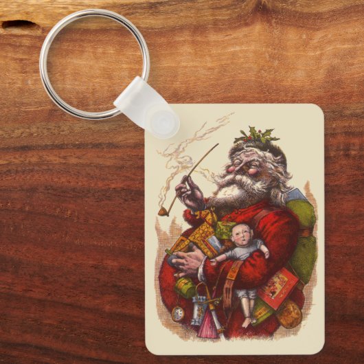 Weihnachten, Viktorianischer Weihnachtsmann Pipe T Schlüsselanhänger (Vorderseite)
