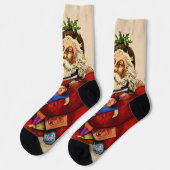 Weihnachten, Viktorianischer Weihnachtsmann Pipe T Socken (Linkes Detail)