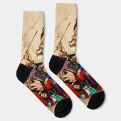 Weihnachten, Viktorianischer Weihnachtsmann Pipe T Socken (Rechts)