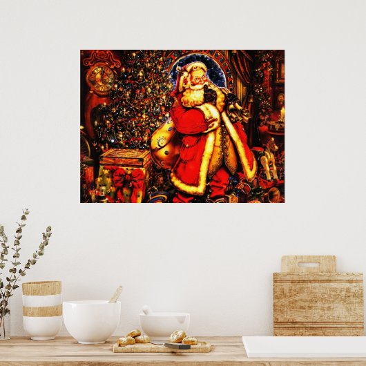 Weihnachten Viktorianischer Weihnachtsmann Poster (Küche)