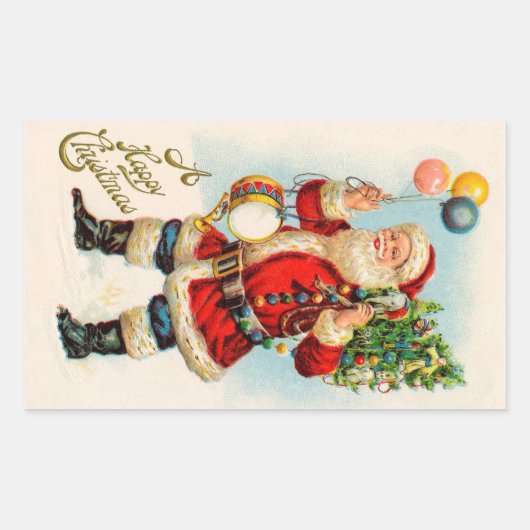 Weihnachten, Viktorianischer Weihnachtsmann Rechteckiger Aufkleber (Vorderseite)