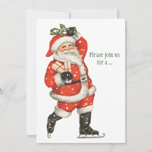 Weihnachten Viktorianischer Weihnachtsmann Skater Einladung