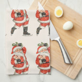 Weihnachten Viktorianischer Weihnachtsmann Skater Geschirrtuch (Viertel Falte)