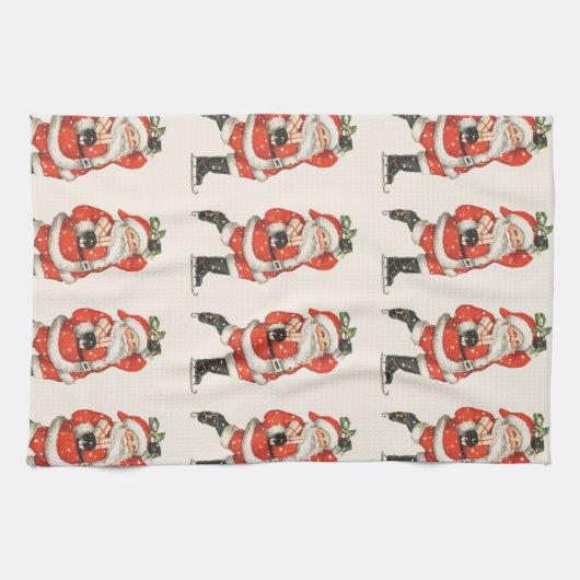 Weihnachten Viktorianischer Weihnachtsmann Skater Geschirrtuch (Horizontal)