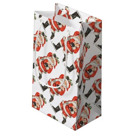 Weihnachten Viktorianischer Weihnachtsmann Skater Kleine Geschenktüte (Rückseite Schrägansicht)