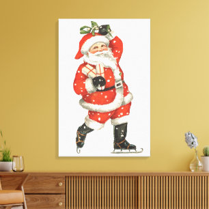 Weihnachten Viktorianischer Weihnachtsmann Skater Leinwanddruck
