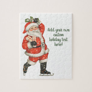 Weihnachten Viktorianischer Weihnachtsmann Skater Puzzle