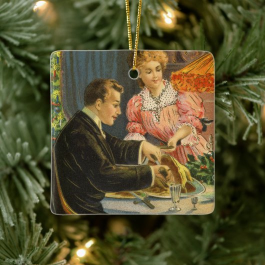 Weihnachten, Viktorianisches Familienessen Keramikornament (Baum)