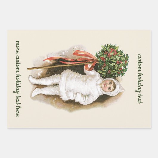 Weihnachten, Viktorianisches Mädchen mit Holly Geschenkpapier Set (Vorderseite 2)