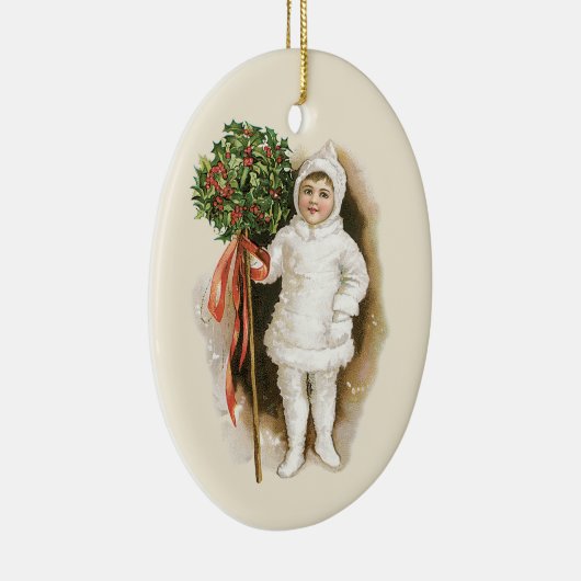 Weihnachten, Viktorianisches Mädchen mit Holly Keramik Ornament (Rechts)