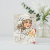 Weihnachten Viktorianisches Mädchen mit Puppe im S (Stehend Vorderseite)